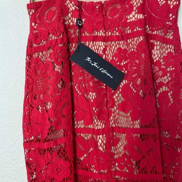 NWT For Love and Lemons Gianna Midi Dress Red Lace Medium - Picture 8 of 8